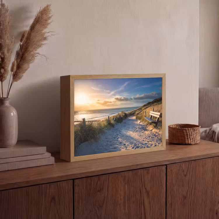 Lightbox - Wandlamp - Zonsondergang - Strand - Duin - Gras - Bank — 4