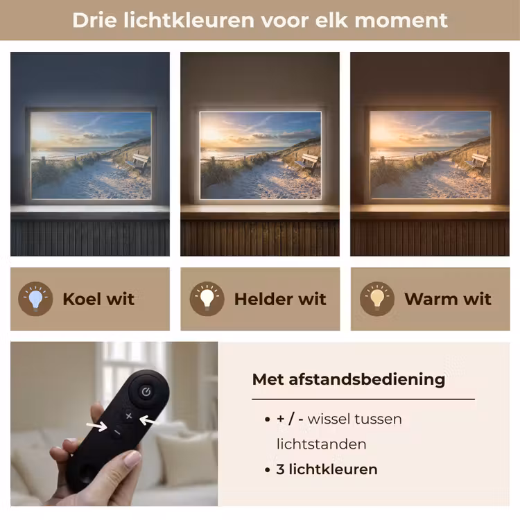 Lightbox - Wandlamp - Zonsondergang - Strand - Duin - Gras - Bank — 8