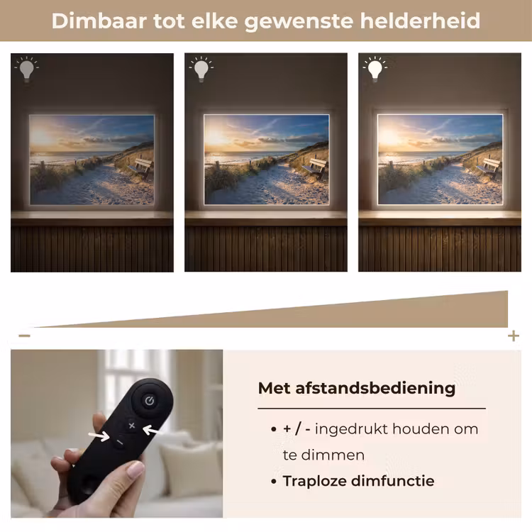 Lightbox - Wandlamp - Zonsondergang - Strand - Duin - Gras - Bank — 9