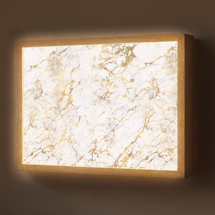Lightbox - Wandlamp - Goudspatten - Wit - Marmer — 1