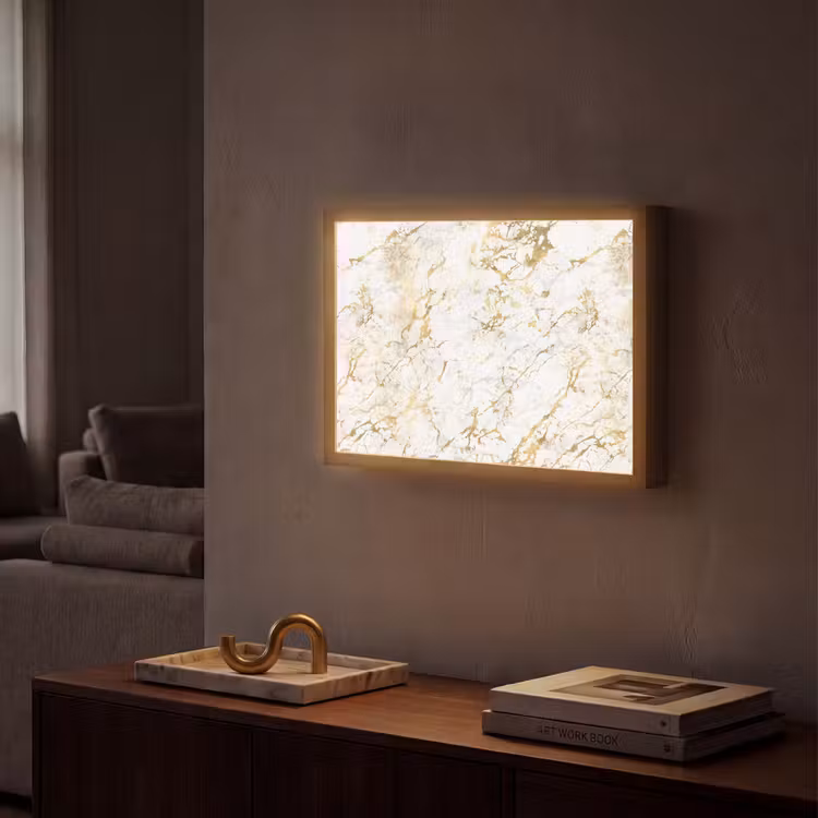 Lightbox - Wandlamp - Goudspatten - Wit - Marmer — 2