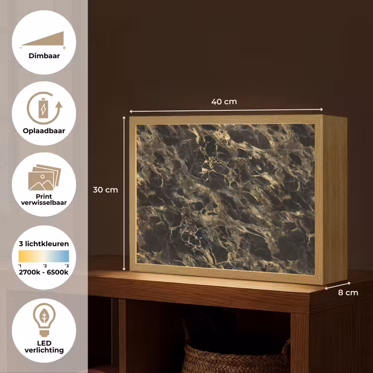Lightbox - Wandlamp - Kristal - Goud - Zwart - Marmer — 10