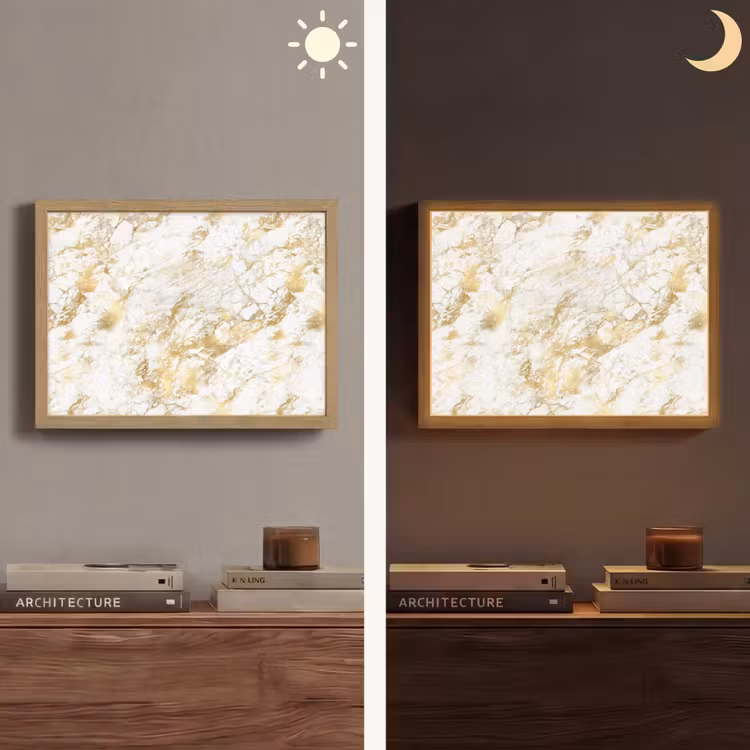 Lightbox - Wandlamp - Marmer - Goud - Structuur — 6