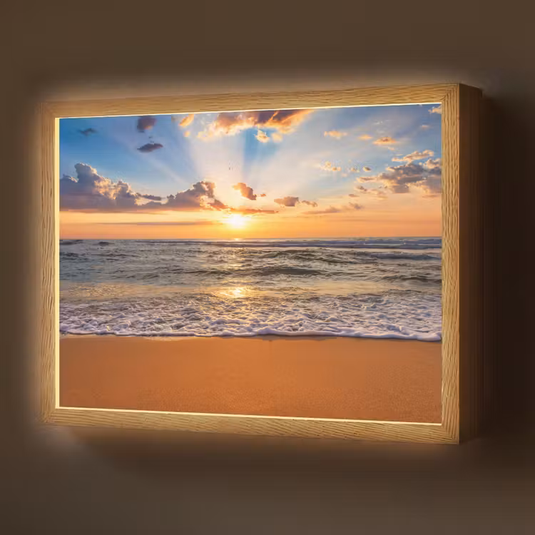Lightbox - Wandlamp - Strand - Zonsondergang - Zee - Wolken - Horizon — 1
