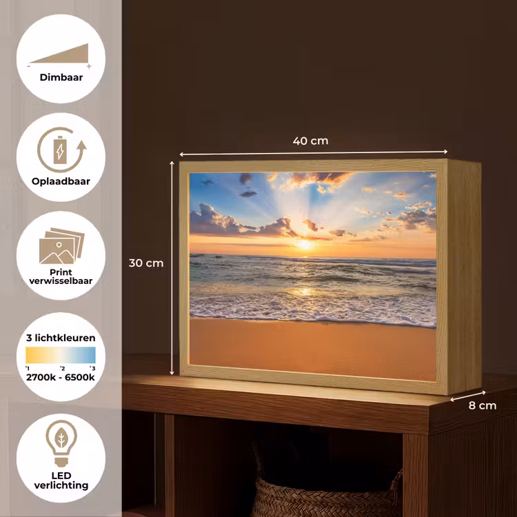 Lightbox - Wandlamp - Strand - Zonsondergang - Zee - Wolken - Horizon — 10