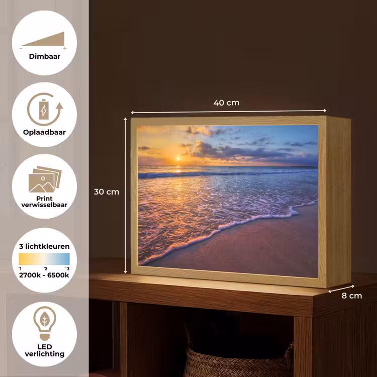 Lightbox - Wandlamp - Zee - Strand - Zonsondergang - Wolken - Horizon — 10