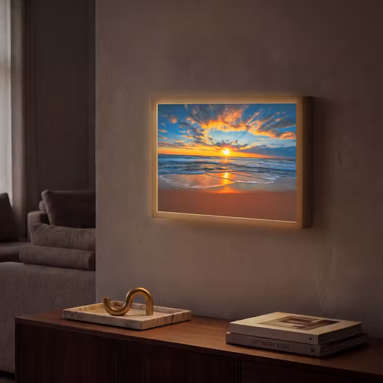 Lightbox - Wandlamp - Zee - Zonsondergang - Strand - Wolken - Oranje — 2