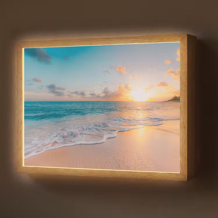 Lightbox - Wandlamp - Zonsondergang - Strand - Zee - Zomer - Blauw — 1