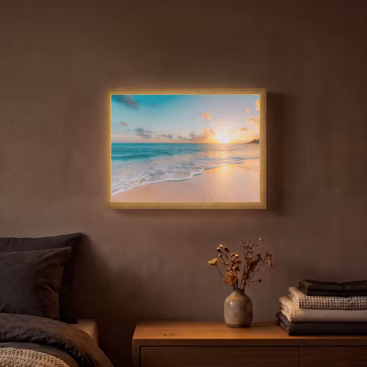 Lightbox - Wandlamp - Zonsondergang - Strand - Zee - Zomer - Blauw — 3