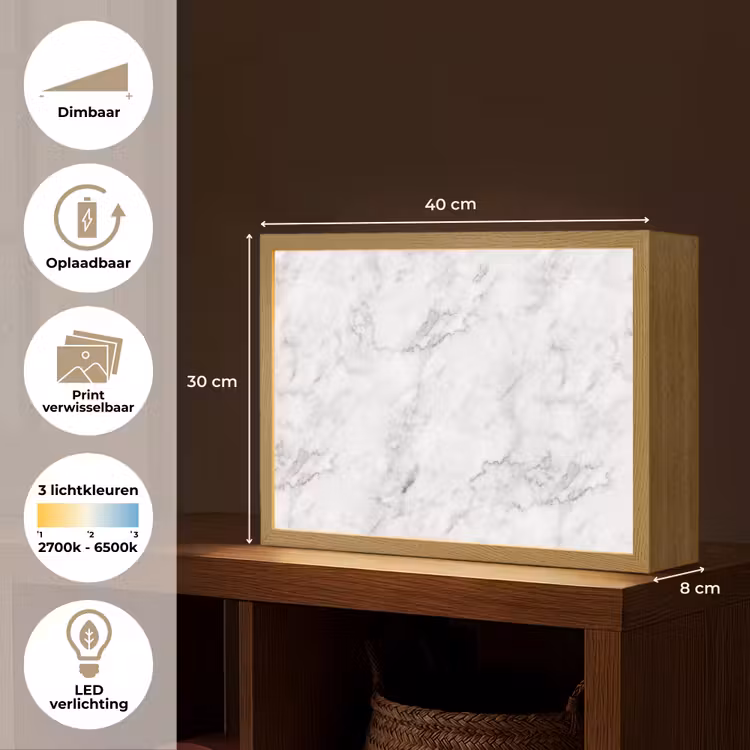 Lightbox - Wandlamp - Klassiek - Marmer - Aders - Grijs — 10