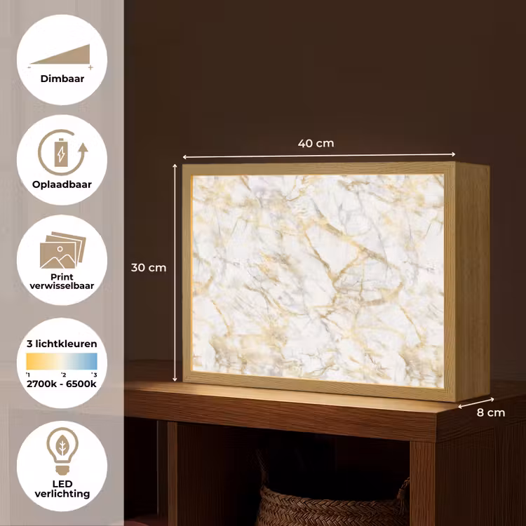 Lightbox - Wandlamp - Marmer - Wit - Expressief - Goudaccenten — 10
