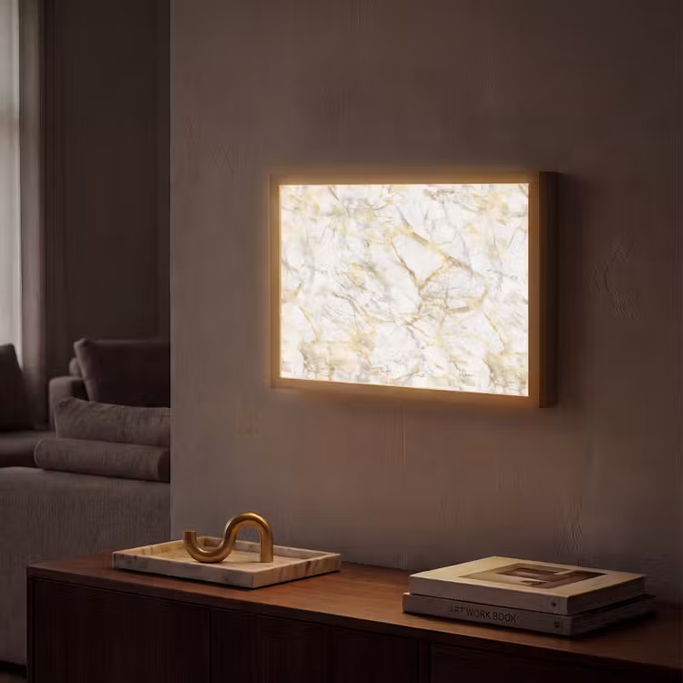 Lightbox - Wandlamp - Marmer - Wit - Expressief - Goudaccenten — 2