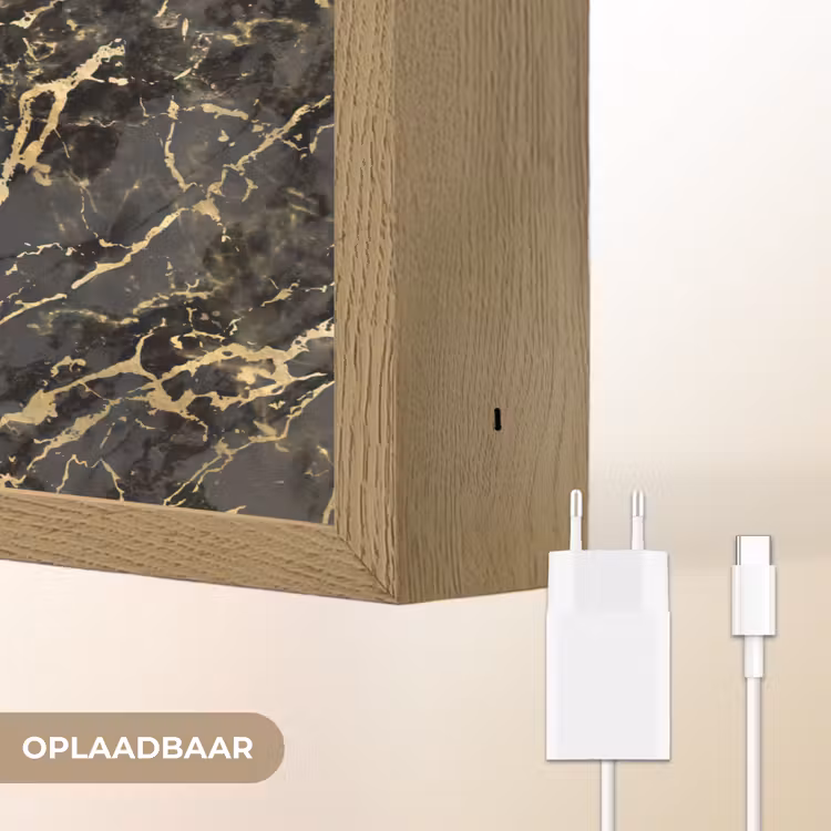 Lightbox - Wandlamp - Marmer - Zwart - Goudstructuur — 7
