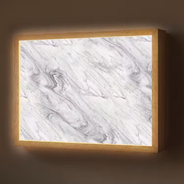 Lightbox - Wandlamp - Wervelende - Grijsstructuur - Marmer - Wit — 1