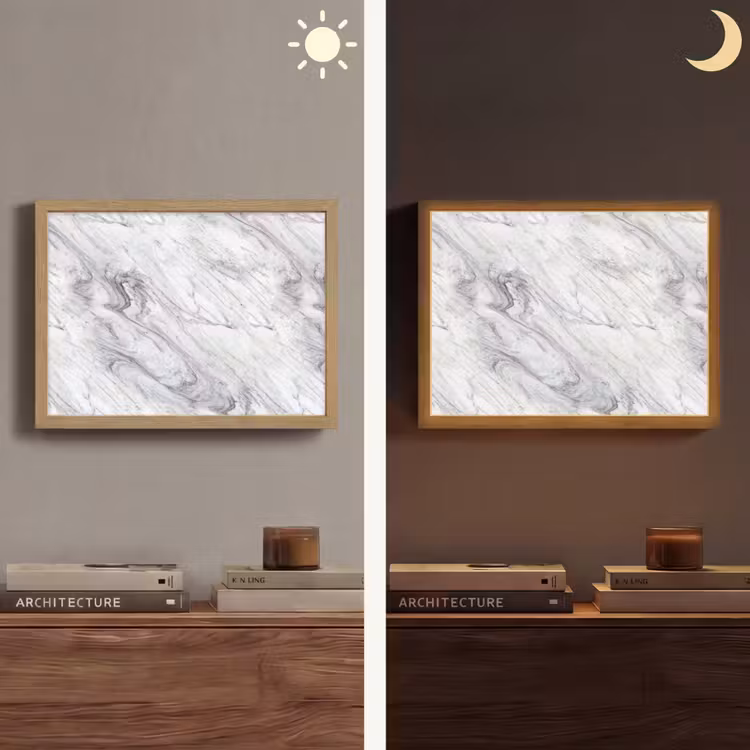 Lightbox - Wandlamp - Wervelende - Grijsstructuur - Marmer - Wit — 6
