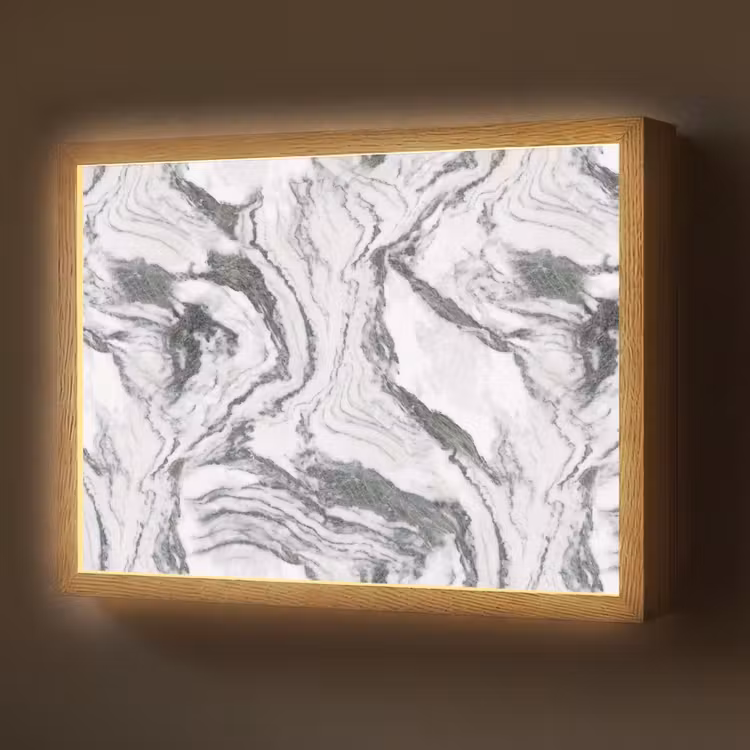 Lightbox - Wandlamp - Wit - Marmer - Golvend - Grafiet — 1