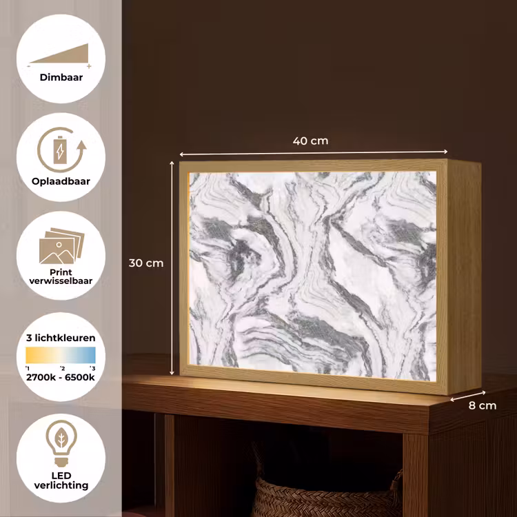 Lightbox - Wandlamp - Wit - Marmer - Golvend - Grafiet — 10