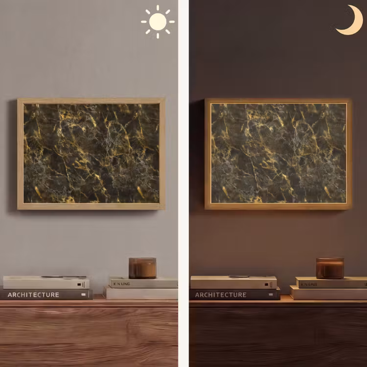 Lightbox - Wandlamp - Zwart - Marmer - Goud — 6