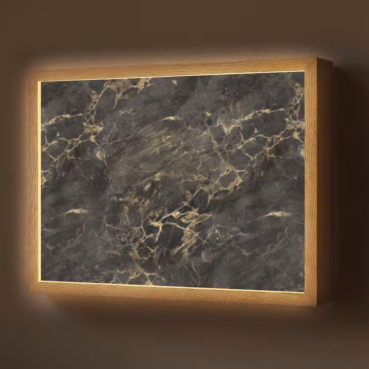Lightbox - Wandlamp - Zwart - Marmer - Goud - Nerf — 1