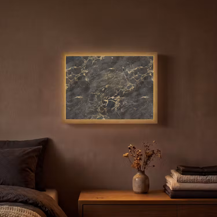 Lightbox - Wandlamp - Zwart - Marmer - Goud - Nerf — 3