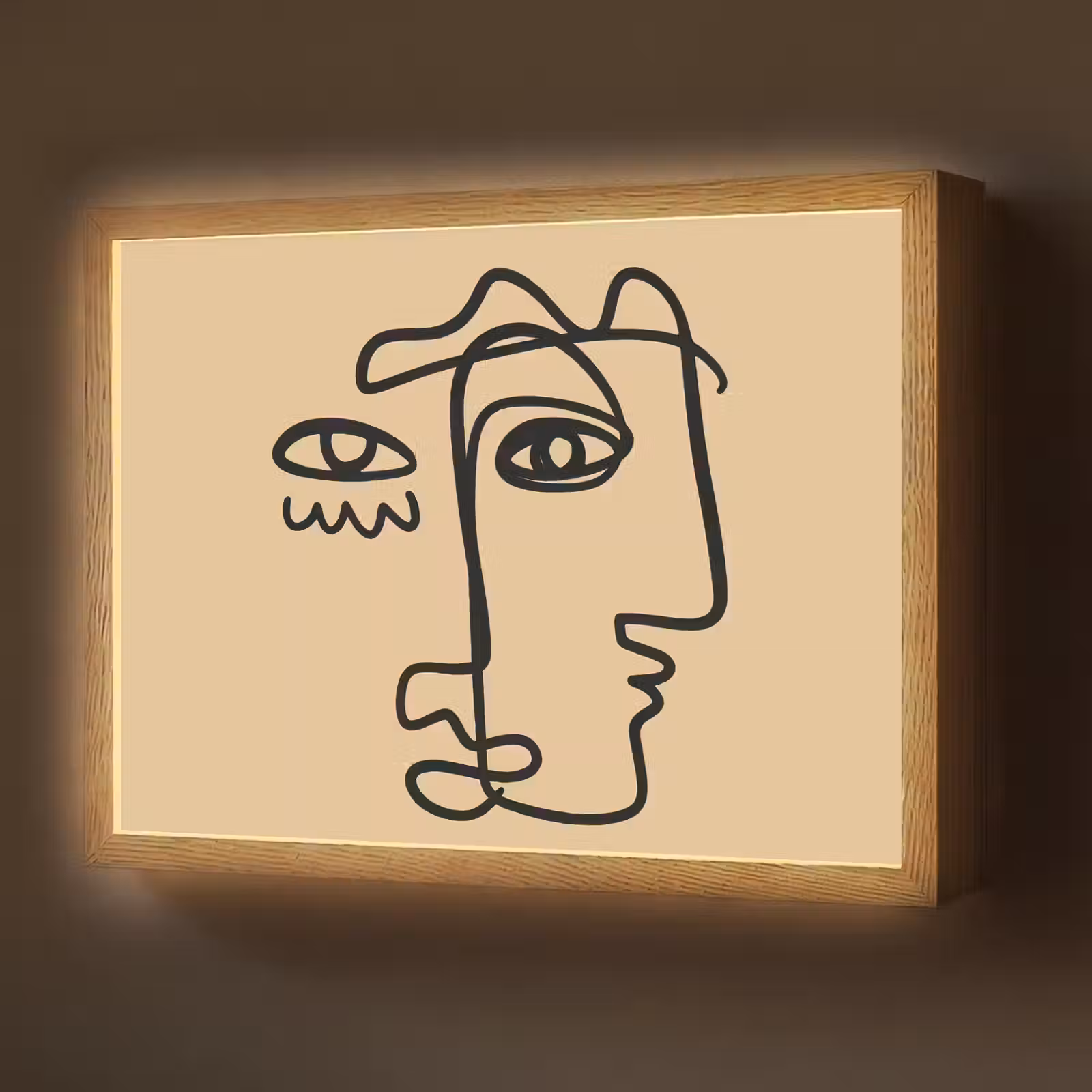 Lightbox - Wandlamp - Overlappende profielen - Lichtbruin - Zwart — 1