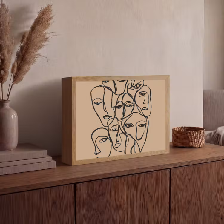 Lightbox - Wandlamp - Gezichtenzee - Lijntekening - Abstract — 4