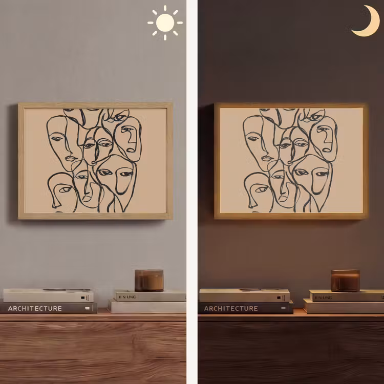 Lightbox - Wandlamp - Gezichtenzee - Lijntekening - Abstract — 6