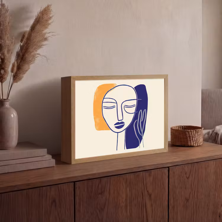 Lightbox - Wandlamp - Minimalistisch - Gezicht - Hand - Oranje - Blauw — 4