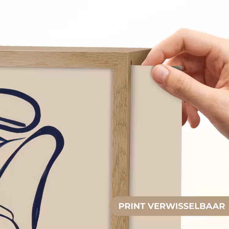 Lightbox - Wandlamp - Minimalistisch - Lijnillustratie - Beige - Donkerblauw — 5