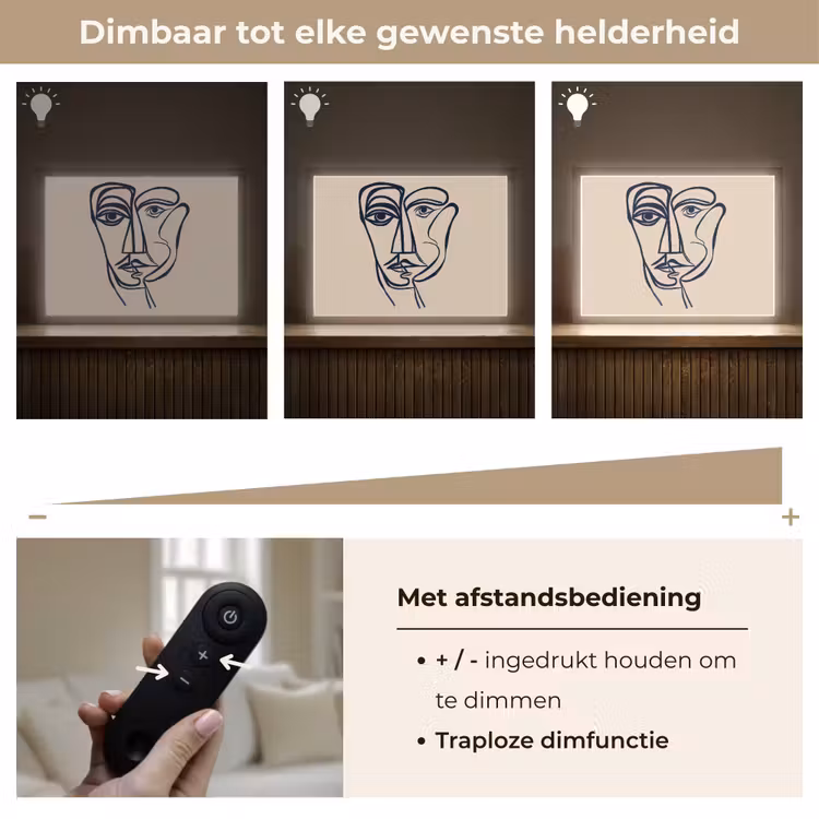 Lightbox - Wandlamp - Minimalistisch - Lijnillustratie - Beige - Donkerblauw — 9