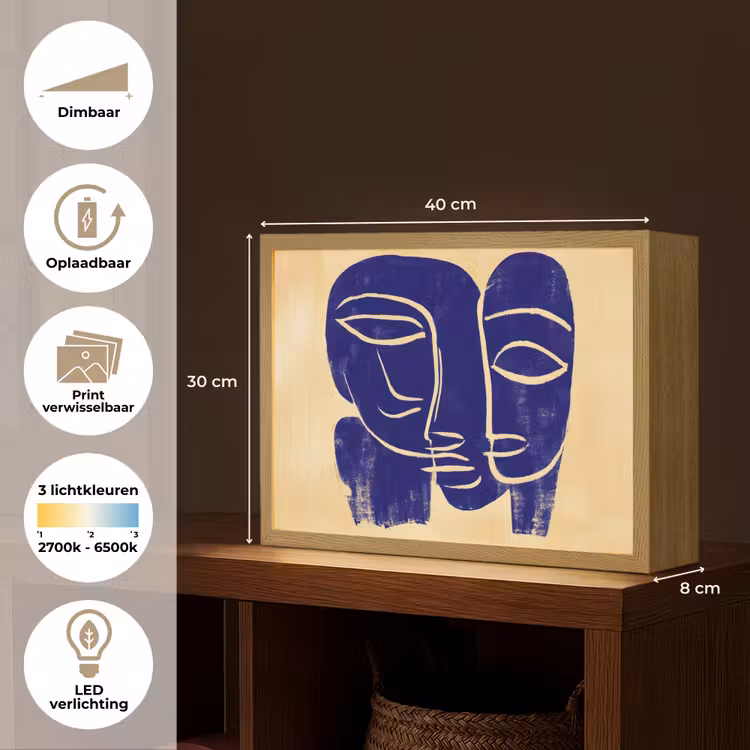 Lightbox - Wandlamp - Okergeel - Blauw - Eenvoudige lijnen — 10