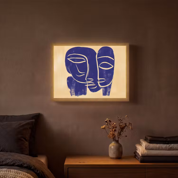 Lightbox - Wandlamp - Okergeel - Blauw - Eenvoudige lijnen — 3