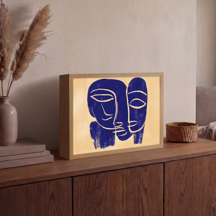 Lightbox - Wandlamp - Okergeel - Blauw - Eenvoudige lijnen — 4