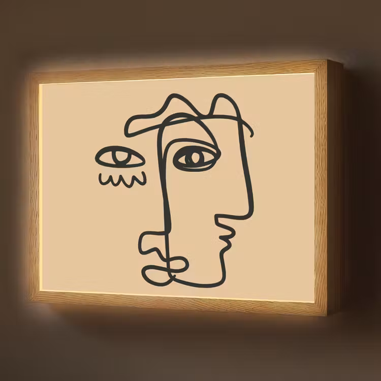 Lightbox - Wandlamp - Overlappende profielen - Lichtbruin - Zwart — 1