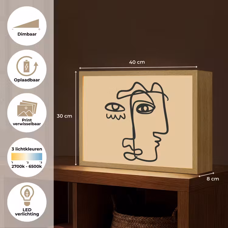 Lightbox - Wandlamp - Overlappende profielen - Lichtbruin - Zwart — 10