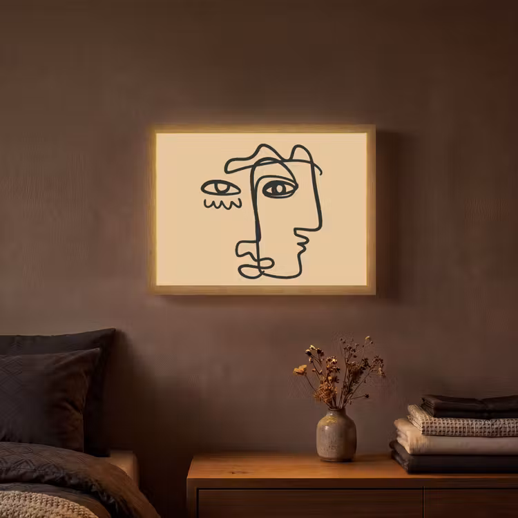 Lightbox - Wandlamp - Overlappende profielen - Lichtbruin - Zwart — 3