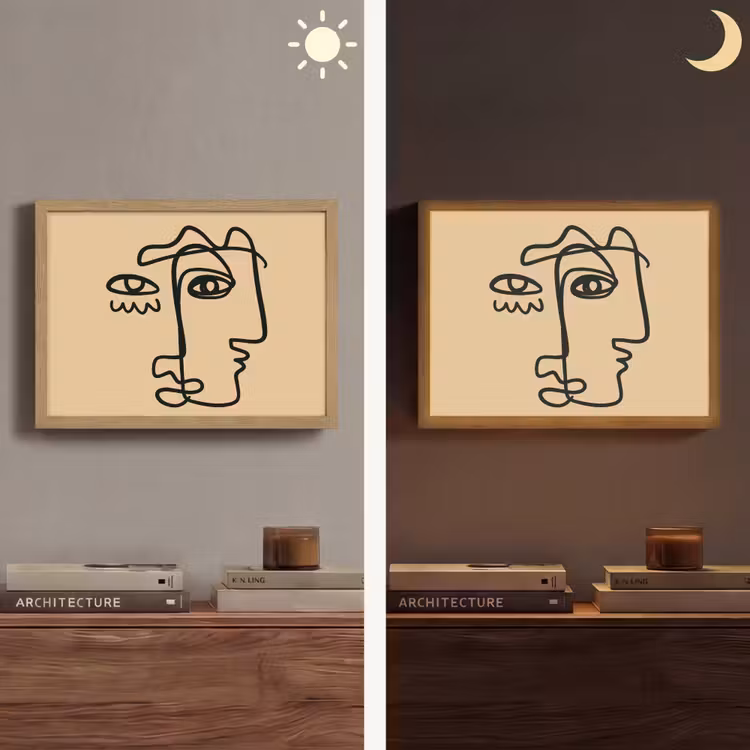 Lightbox - Wandlamp - Overlappende profielen - Lichtbruin - Zwart — 6