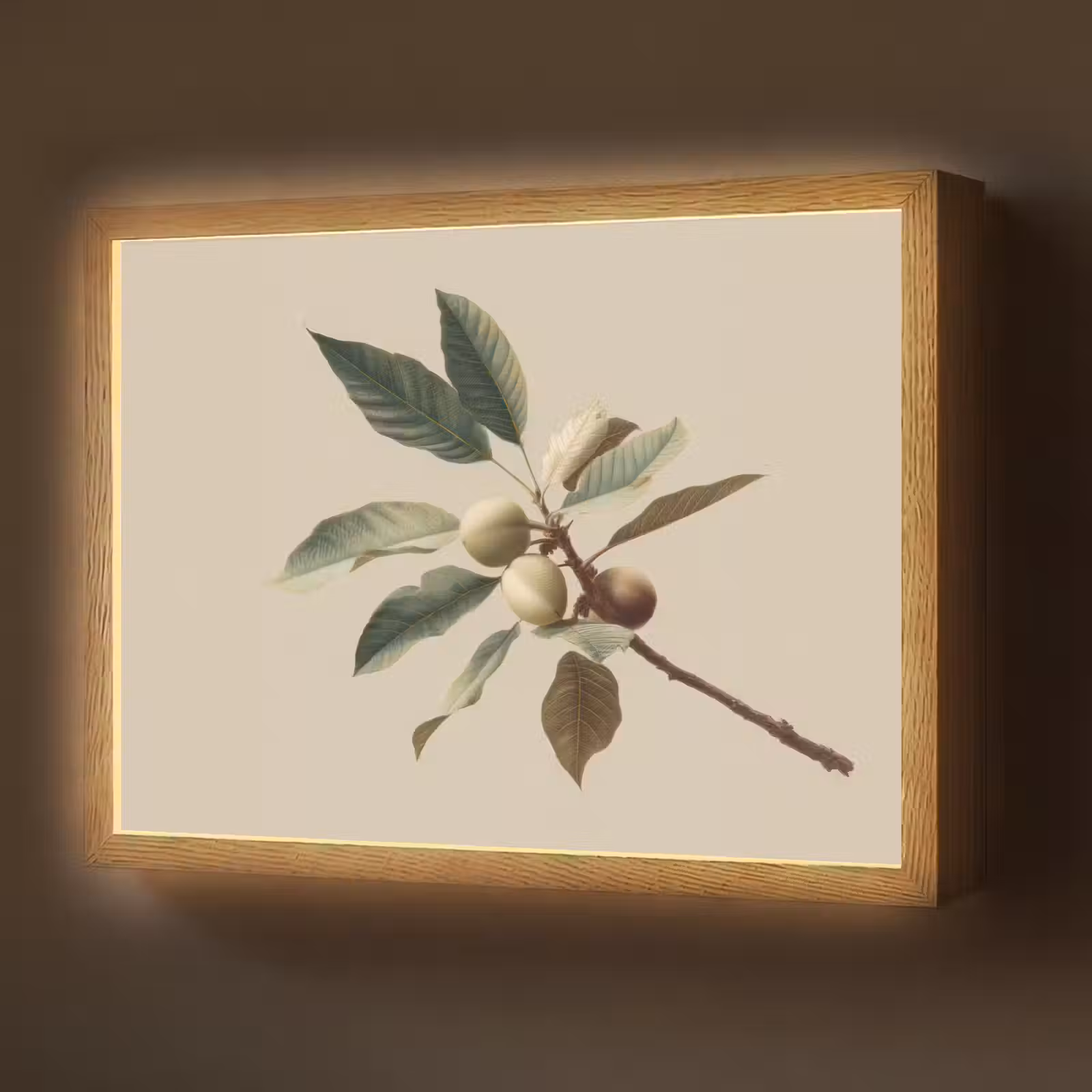 Lightbox - Wandlamp - Tak - Groene Bladeren - Vruchten — 1