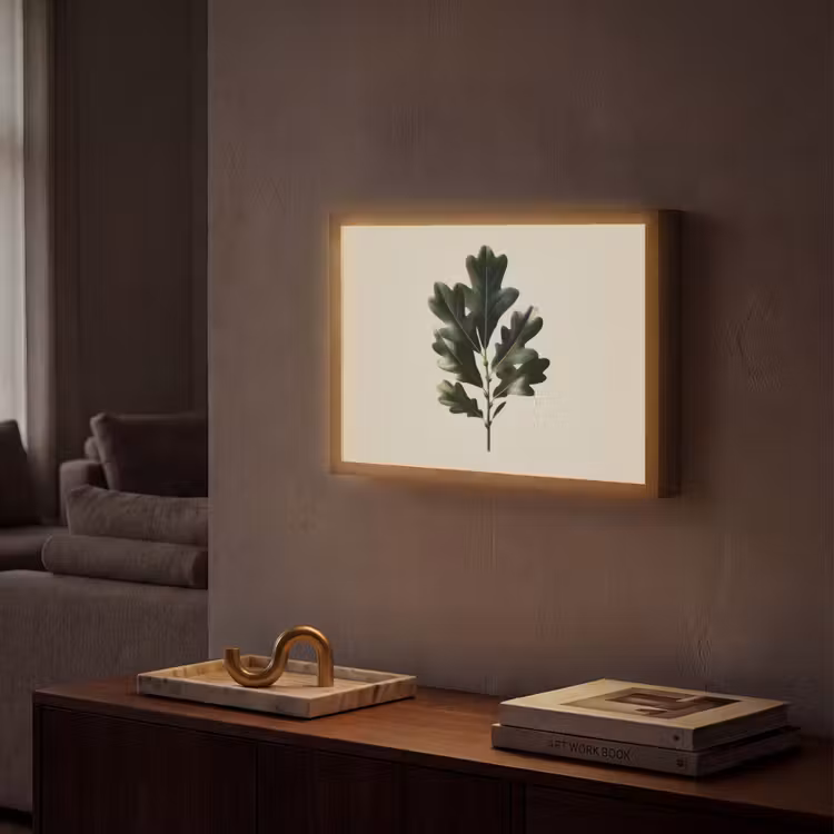 Lightbox - Wandlamp - Eikenbladeren - Beige - Groen - Golvende randen — 2