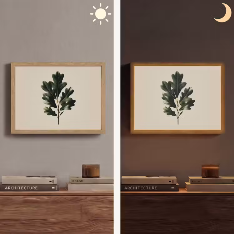 Lightbox - Wandlamp - Eikenbladeren - Beige - Groen - Golvende randen — 6