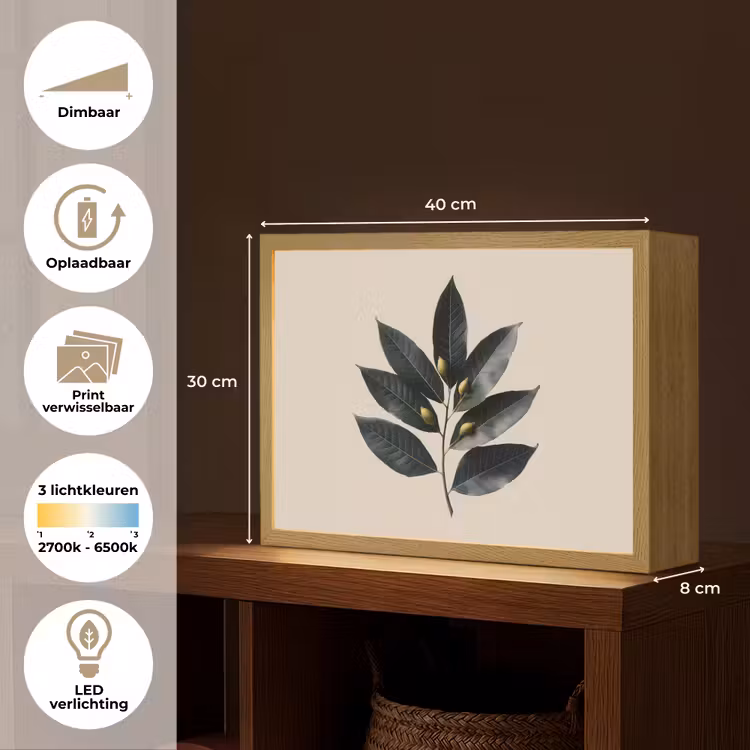 Lightbox - Wandlamp - Laurierbladeren - Bloemknoppen - subtiel — 10