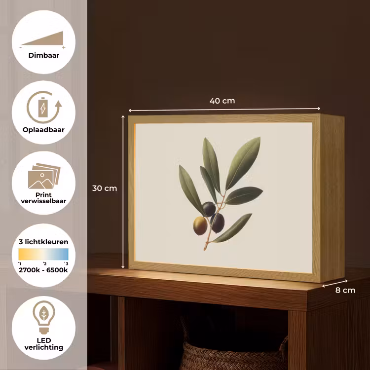 Lightbox - Wandlamp - Olijftak - Donkergroen - Olijven — 10
