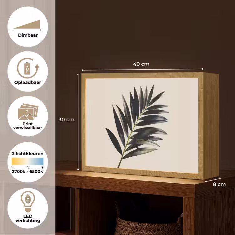 Lightbox - Wandlamp - Palmblad - Subtiel - Groen - beige — 10