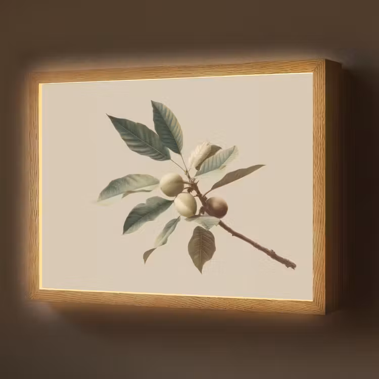 Lightbox - Wandlamp - Tak - Groene Bladeren - Vruchten — 1