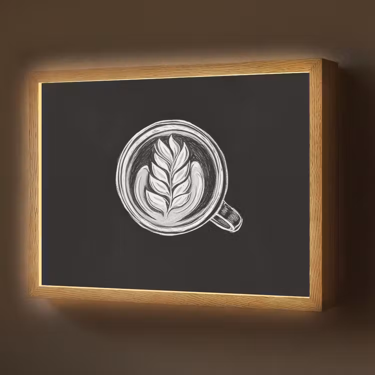 Lightbox - Wandlamp - Krijttekening - Koffie - Latte art — 1