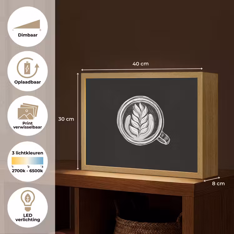 Lightbox - Wandlamp - Krijttekening - Koffie - Latte art — 10