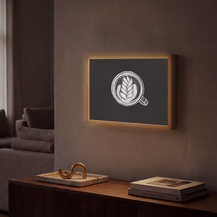 Lightbox - Wandlamp - Krijttekening - Koffie - Latte art — 2