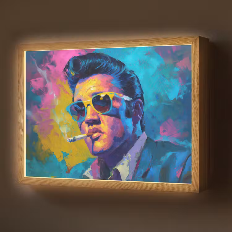 Lightbox - Wandlamp - Portret - Sigaret - Kleurrijk - Bril — 1