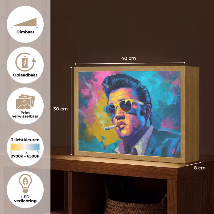 Lightbox - Wandlamp - Portret - Sigaret - Kleurrijk - Bril — 10