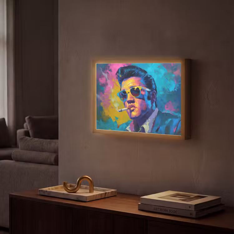 Lightbox - Wandlamp - Portret - Sigaret - Kleurrijk - Bril — 2